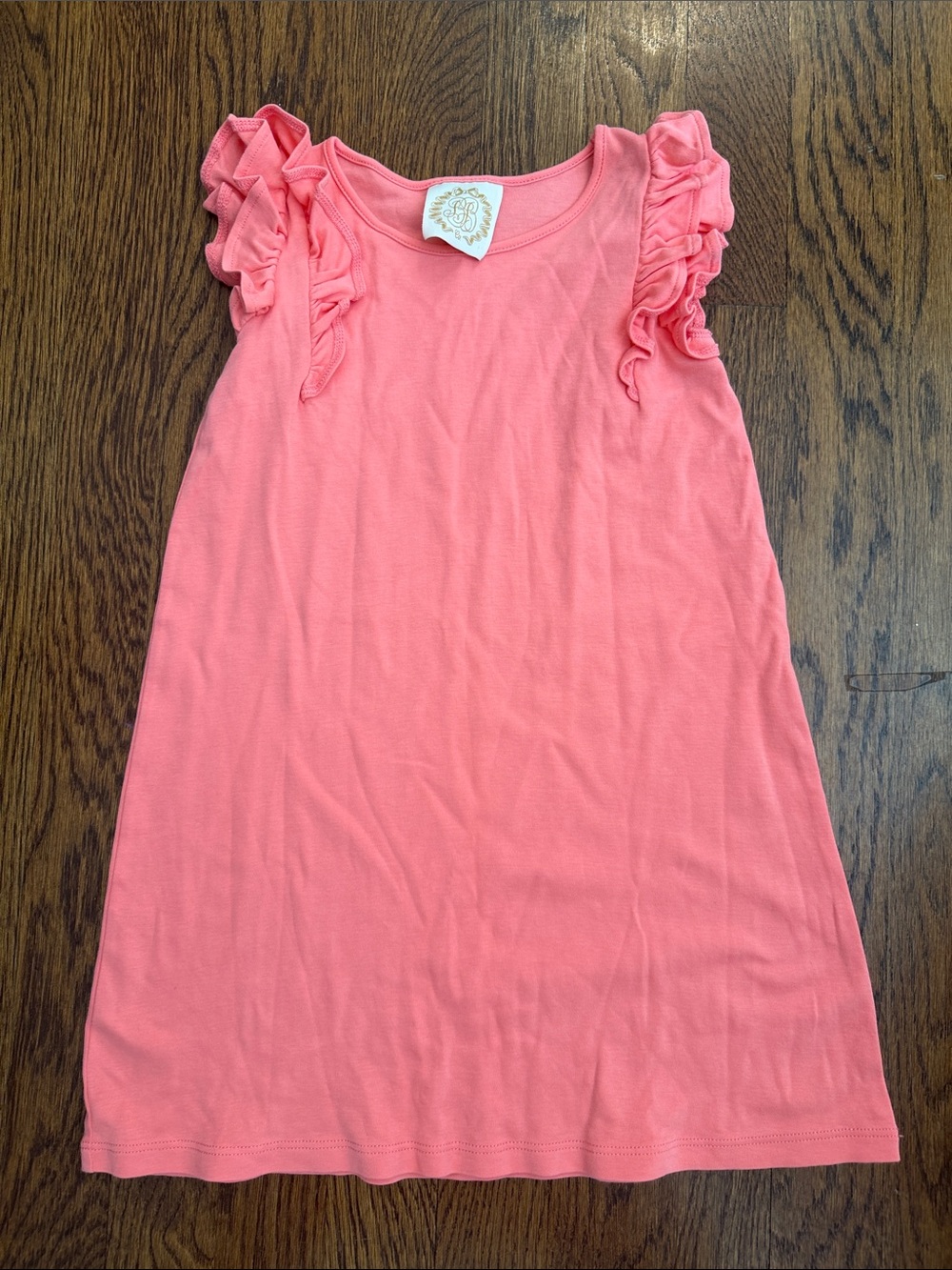 Tbbc Girls Coral Pink Ruffle Sleeve Dress